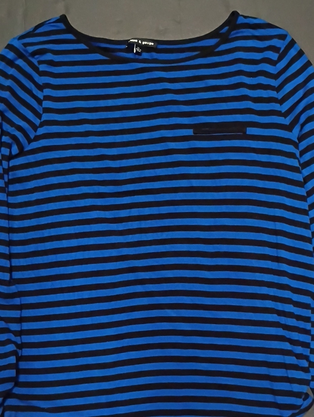 Cable & Gauge Blue and Black Striped Long Sleeve Tee Nautical